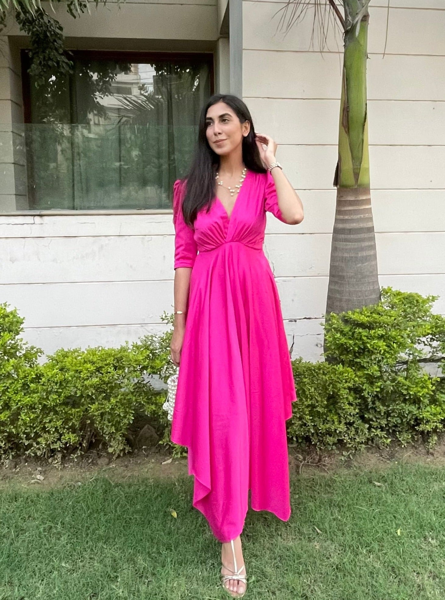 Fuschia Asymmetrical Dress | Label Radhika Chandna Fuschia Asymmetrical Dress | Label Radhika Chandna